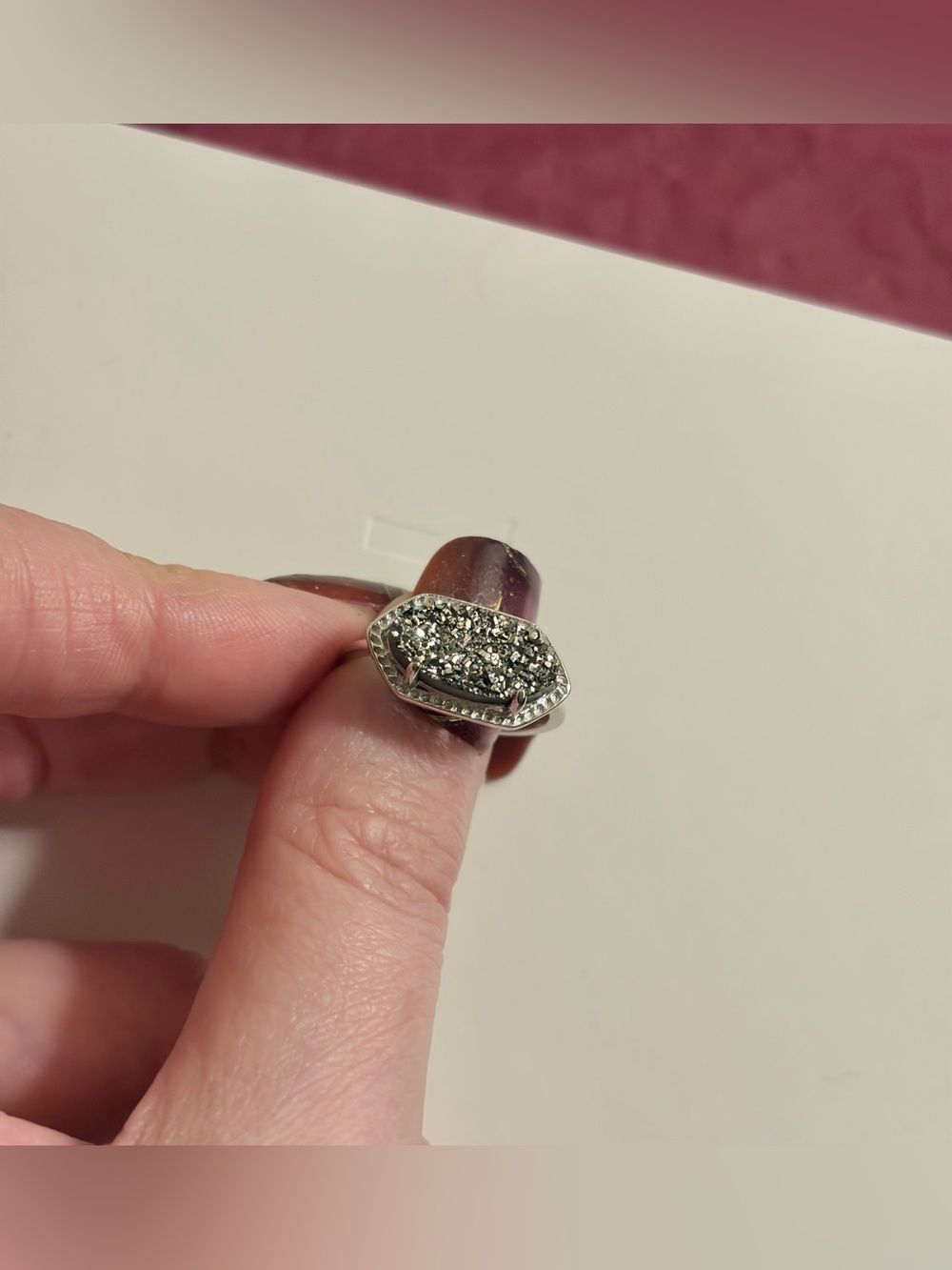 Charmed Aroma-Silver Druzy Ring-Size 6 & 7